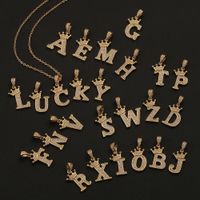 Wholesale Jewelry Crown 26 English Letter Pendant Copper Necklace Nihaojewelry main image 2