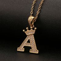 Wholesale Jewelry Crown 26 English Letter Pendant Copper Necklace Nihaojewelry main image 3