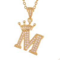 Wholesale Jewelry Crown 26 English Letter Pendant Copper Necklace Nihaojewelry main image 6