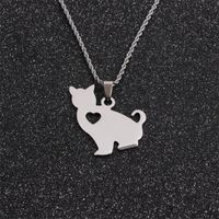 Nihaojewelry Creative Stainless Steel Heart Cat Pendant Necklace Wholesale Jewelry main image 3