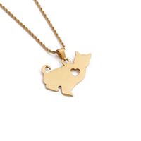 Nihaojewelry Creative Stainless Steel Heart Cat Pendant Necklace Wholesale Jewelry main image 5