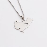 Nihaojewelry Creative Stainless Steel Heart Cat Pendant Necklace Wholesale Jewelry main image 6