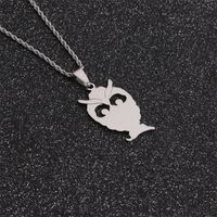 Nihaojewelry Stainless Steel Polished Owl Pendant Necklace Wholesale Jewelry main image 1