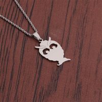 Nihaojewelry Stainless Steel Polished Owl Pendant Necklace Wholesale Jewelry main image 4