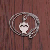 Nihaojewelry Stainless Steel Polished Owl Pendant Necklace Wholesale Jewelry main image 5