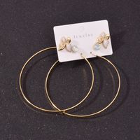 Nihaojewelry Jewelry Wholesale Fashion Simple Circle Butterfly Metal Rhinestone Earrings Set main image 4