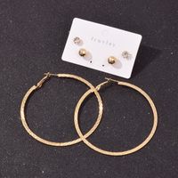Nihaojewelry Jewelry Wholesale Fashion Simple Circle Butterfly Metal Rhinestone Earrings Set main image 5
