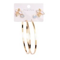 Nihaojewelry Jewelry Wholesale Fashion Simple Circle Butterfly Metal Rhinestone Earrings Set main image 6