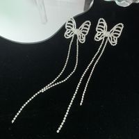 Nihaojewelry Fashion Hollow Butterfly Long Tassel Copper Earrings Wholesale Jewelry main image 1