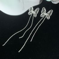 Nihaojewelry Fashion Hollow Butterfly Long Tassel Copper Earrings Wholesale Jewelry main image 3