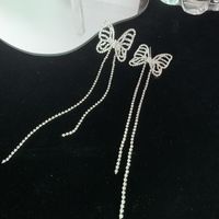 Nihaojewelry Fashion Hollow Butterfly Long Tassel Copper Earrings Wholesale Jewelry main image 4