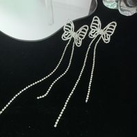 Nihaojewelry Fashion Hollow Butterfly Long Tassel Copper Earrings Wholesale Jewelry main image 5