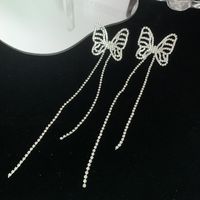 Nihaojewelry Fashion Hollow Butterfly Long Tassel Copper Earrings Wholesale Jewelry main image 6