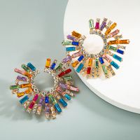 أقراط عباد الشمس المرصعة بالماس من Nihaojewelry مجوهرات مجوهرات بالجملة main image 3