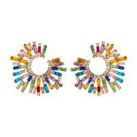 أقراط عباد الشمس المرصعة بالماس من Nihaojewelry مجوهرات مجوهرات بالجملة main image 6