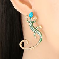 Nihaojewelry Jewelry Wholesale Fashion Color Diamond Lizard Animal Earrings main image 3