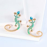 Nihaojewelry Jewelry Wholesale Fashion Color Diamond Lizard Animal Earrings main image 5