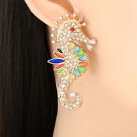 Nihaojewelry Jewelry Wholesale Fashion Color Diamond Seahorse Earrings main image 3