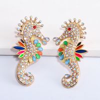 Nihaojewelry Jewelry Wholesale Fashion Color Diamond Seahorse Earrings main image 4