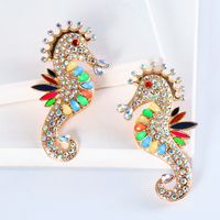 Nihaojewelry Jewelry Wholesale Fashion Color Diamond Seahorse Earrings main image 5