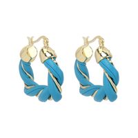 Nihaojewelry Jewelry Wholesale Candy Color Imitation Leather U-shaped Twisted Earrings sku image 3