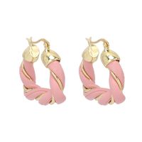 Nihaojewelry Jewelry Wholesale Candy Color Imitation Leather U-shaped Twisted Earrings sku image 5
