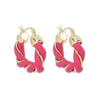 Nihaojewelry Jewelry Wholesale Candy Color Imitation Leather U-shaped Twisted Earrings sku image 6