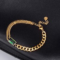 Nihaojewelry Titanium Steel 18k Gold Green Zircon Braceletwholesale Jewelry Accessories sku image 1