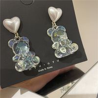 Wholesale Jewelry Cute Laser Transparent Bear Pearl Earrings Nihaojewelry sku image 1