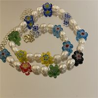 Nihaojewelry Jewelry Wholesale Colored Glaze Pearl Splicing Short Necklace sku image 1