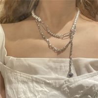 Nihaojewelry Jewelry Wholesale Hip-hop Geometric Pearl Multi-layer Clavicle Chain sku image 2