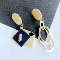 Nihaojewelry Jewelry Wholesale Asymmetrical Drip Glaze Enamel Resin Earrings sku image 1