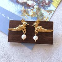 Nihaojewelry Jewelry Wholesale Pearl Stone Bead Bird Angel Tassel Earring Necklace sku image 2