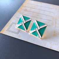 Nihaojewelry Jewelry Wholesale Green Series Enamel Drip Glaze Geometric Stud Earrings sku image 6