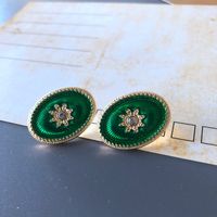 Nihaojewelry Jewelry Wholesale Green Series Enamel Drip Glaze Geometric Stud Earrings sku image 9