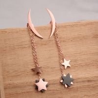 Nihaojewelry Fashion Moon Star Tassel Titanium Steel Earrings Wholesale Jewelry sku image 1