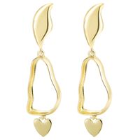 Nihaojewelry Jewelry Wholesale New Fashion Heart Pendant Brass Plating Irregular Long Earrings sku image 1