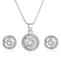 Nihaojewelry Fashion Geometric Diamond Necklace Earrings Ring Combination Set Wholesale Jewelry sku image 19
