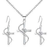 Nihaojewelry Fashion Geometric Diamond Necklace Earrings Ring Combination Set Wholesale Jewelry sku image 4