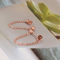 Nihaojewelry Jewelry Wholesale Korean Tassel Chain Rear Hanging Titanium Steel Earrings sku image 1