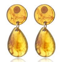 Nihaojewelry Jewelry Acrylic Amber Round Water Drop Leopard Print Earrings Wholesale sku image 2