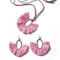 Nihaojewelry Tassel Oval Fan-shaped Long Necklace Earrings Set Wholesale Jewelry sku image 1