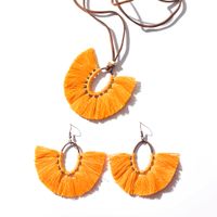 Nihaojewelry Tassel Oval Fan-shaped Long Necklace Earrings Set Wholesale Jewelry sku image 2