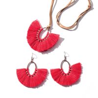 Nihaojewelry Tassel Oval Fan-shaped Long Necklace Earrings Set Wholesale Jewelry sku image 3