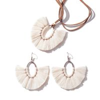 Nihaojewelry Tassel Oval Fan-shaped Long Necklace Earrings Set Wholesale Jewelry sku image 6