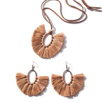 Nihaojewelry Tassel Oval Fan-shaped Long Necklace Earrings Set Wholesale Jewelry sku image 7