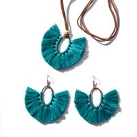 Nihaojewelry Tassel Oval Fan-shaped Long Necklace Earrings Set Wholesale Jewelry sku image 8
