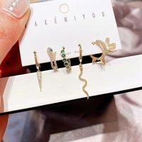 Yakemiyou Fashion Animal Copper Inlaid Zircon Artificial Gemstones Earrings sku image 1