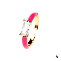 Nihaojewelry Fashion Dripping Oil Copper Inlaid Square Zircon Ring Wholesale Jewelry sku image 1