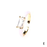 Nihaojewelry Fashion Dripping Oil Copper Inlaid Square Zircon Ring Wholesale Jewelry sku image 5